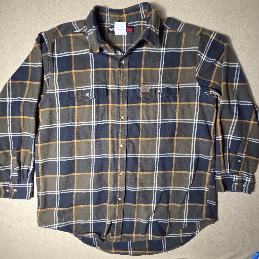 Wrangler Riggs Workwear Flannel Shirt Mens XL Plaid Long Sleeve Button Down
